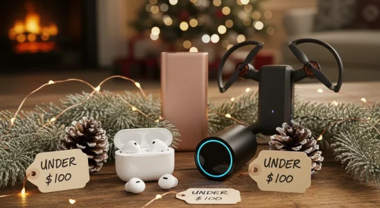 Collection of affordable tech gadgets for holiday gifts under $100