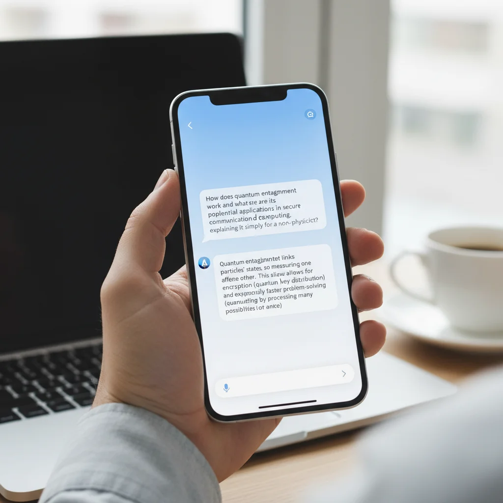 Smartphone screen showing an AI chatbot providing a direct answer