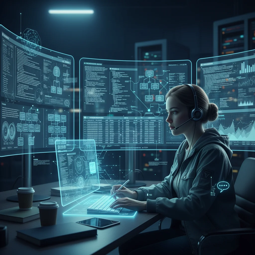 Data analyst leveraging AI tools for complex data processing and insights.