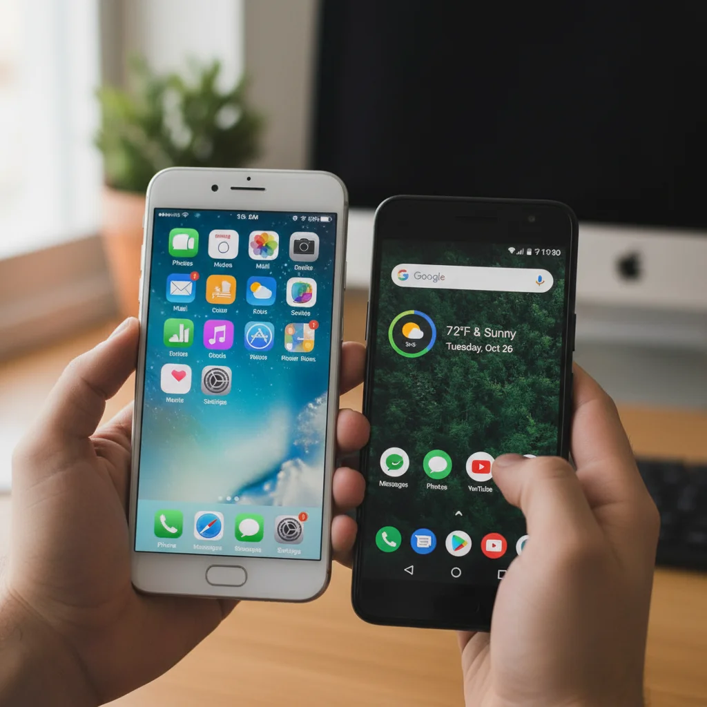 Comparing app interfaces and customization on iPhone and Android