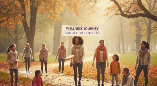 Family enjoying a crisp autumn day, emphasizing health and wellness