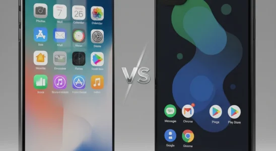 iPhone and Android smartphones side-by-side comparison