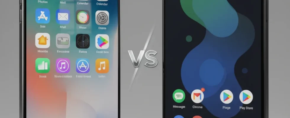 iPhone and Android smartphones side-by-side comparison