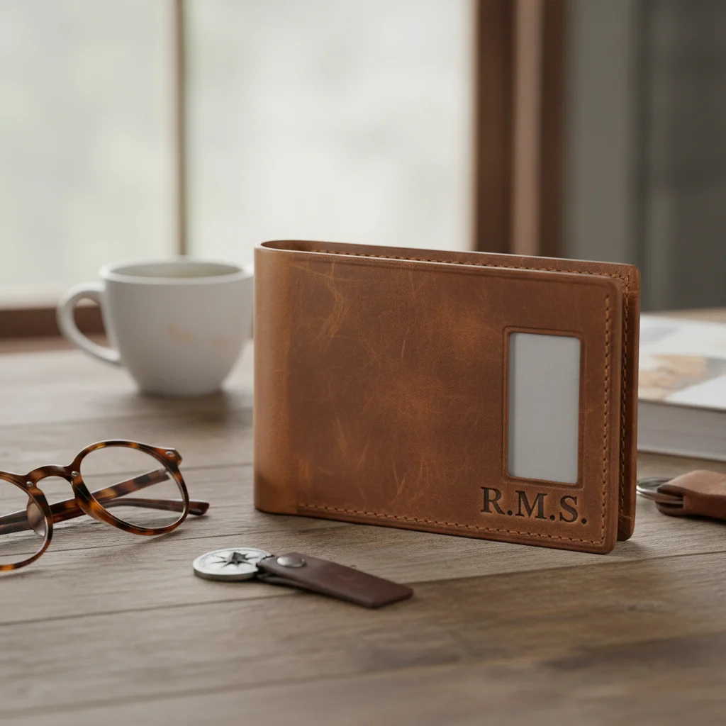 Personalized leather wallet for dad, a thoughtful and practical gift