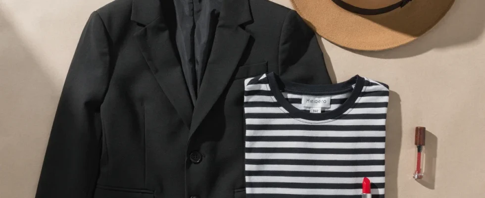Everyday closet clothes arranged neatly for quick DIY Halloween costume ideas